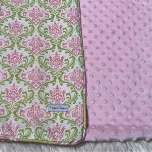 Crib Blanket Polka Tot Designs Custom-Made Pink & Green Paisley Print Mink Feel